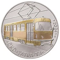 Stříbrná mince 500 Kč Tramvaj ČKD Tatra T3 PROOF 2024
