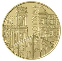 Zlatá investiční mince Městská památková rezervace Mikulov 5000 Kč PROOF