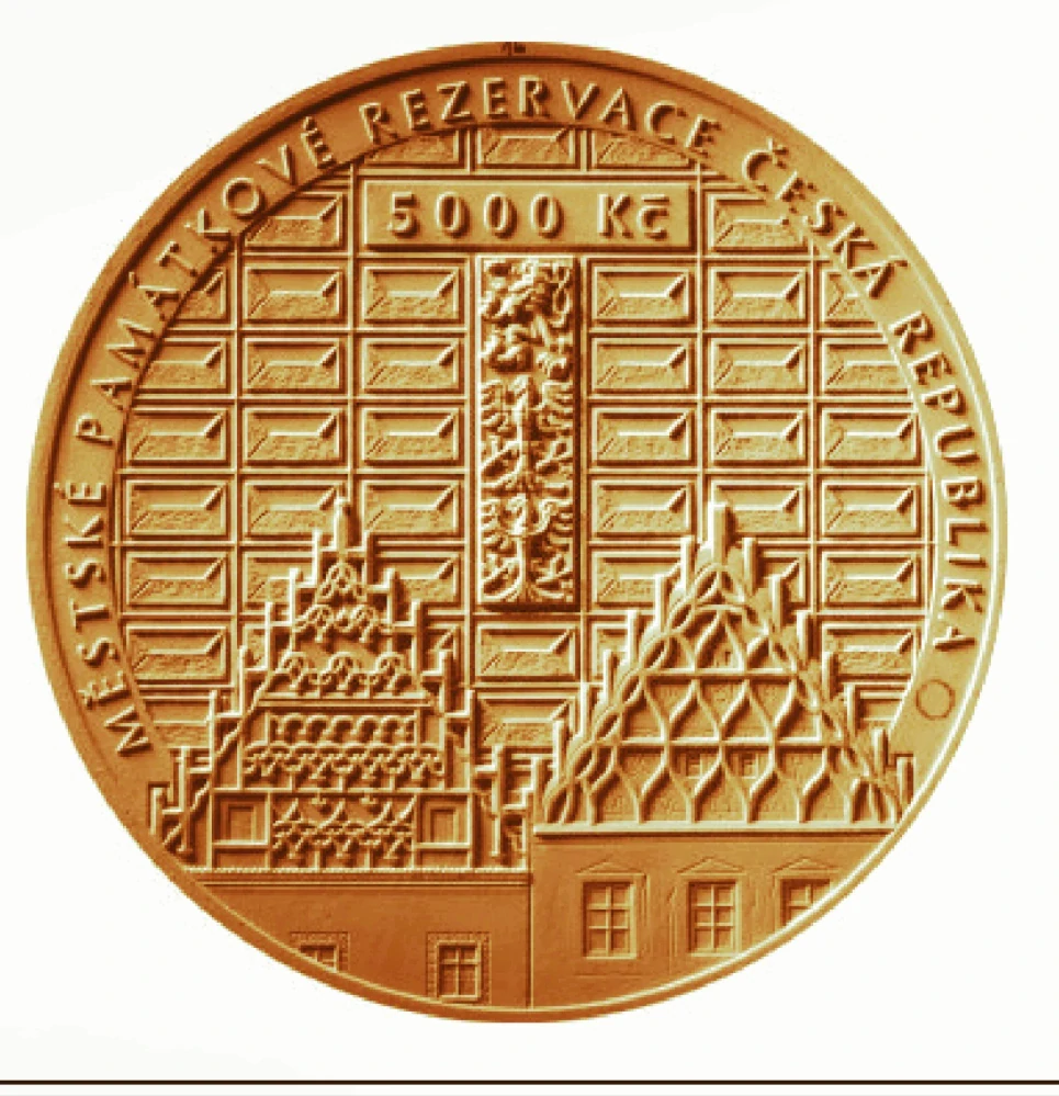Zlatá investiční mince Městská památková rezervace Tábor 5000 Kč PROOF