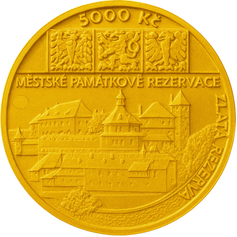 Zlatá investiční mince Městská památková rezervace Jindřichův Hradec 5000 Kč BK 2026