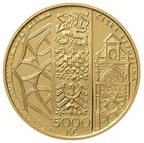 Zlatá investiční mince - Městská památková rezervace Olomouc 5000 Kč PROOF