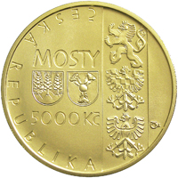 Zlatá investiční mince Jizerský most na trati Tanvald - Harrachov 5000 Kč PROOF